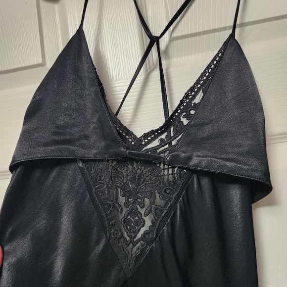 Zara Black Satin And Lace Lingerie Style Dress - Picture 4 of 6